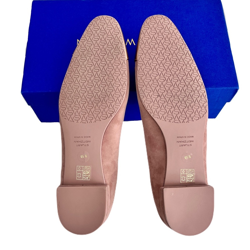 NIB Stuart Weitzman Blush Suede ‘Sleek Bow’ Ballet Flats in “Fawn”, Size 9.5 - Picture 7 of 8